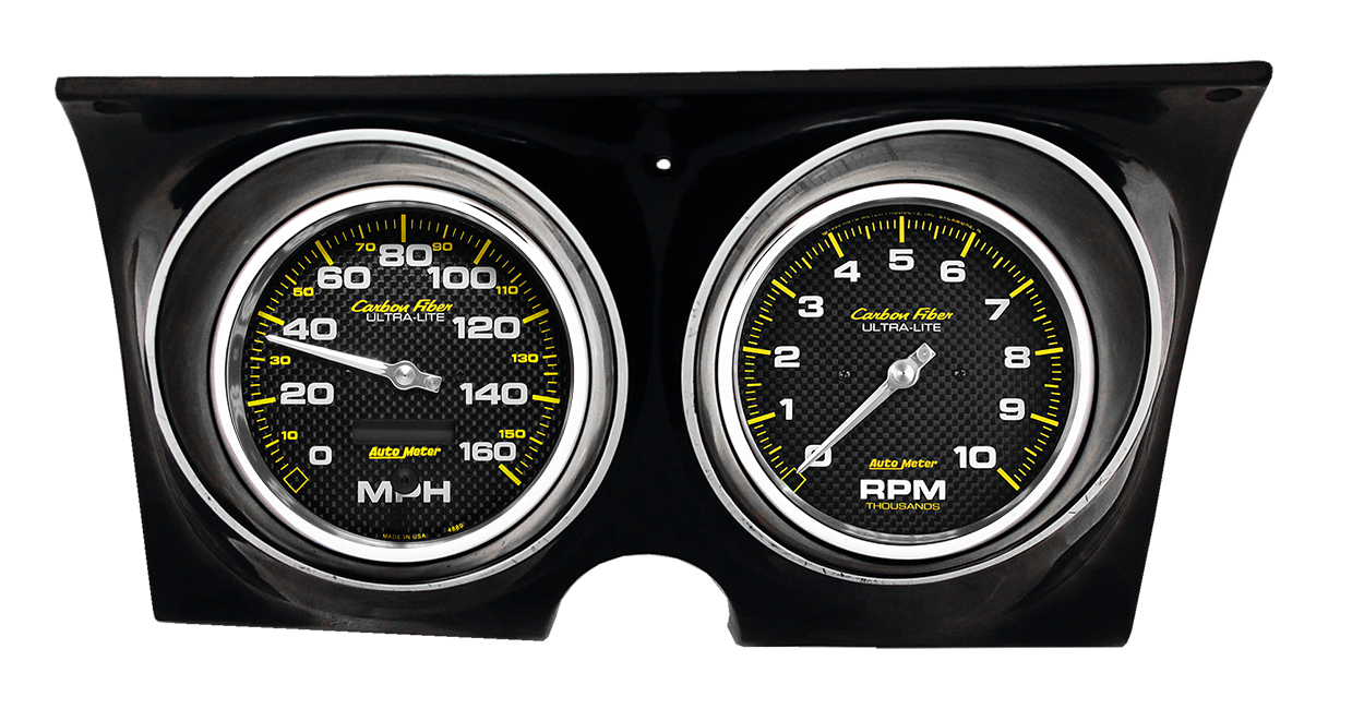 1967-1968 Chevy Camaro Adapter Rings w/ Auto Meter Carbon Fiber Gauges