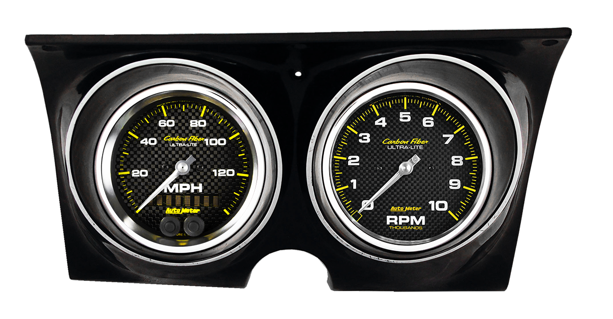 1967-1968 Chevy Camaro Adapter Rings w/ Auto Meter Carbon Fiber Gauges - Image 3
