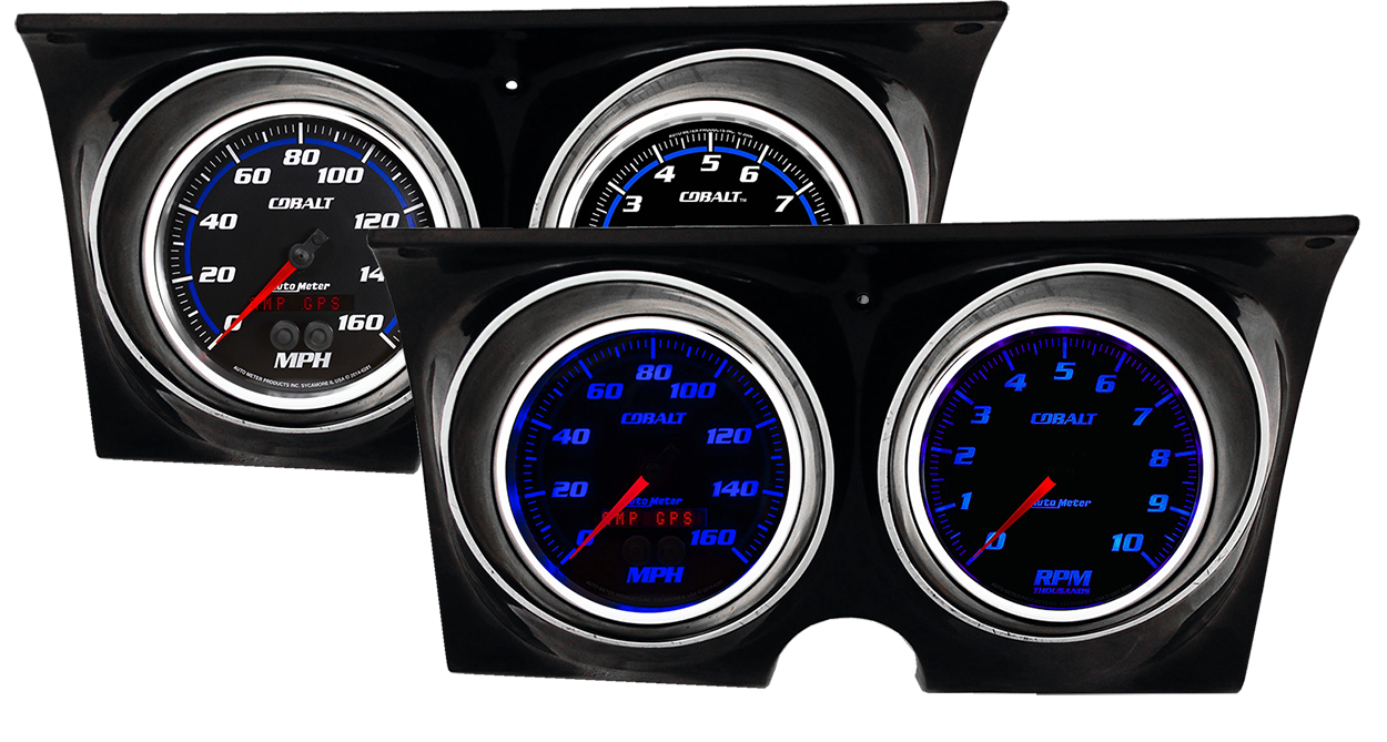 1967-1968 Chevy Camaro Adapter Rings w/ Auto Meter Cobalt Gauges