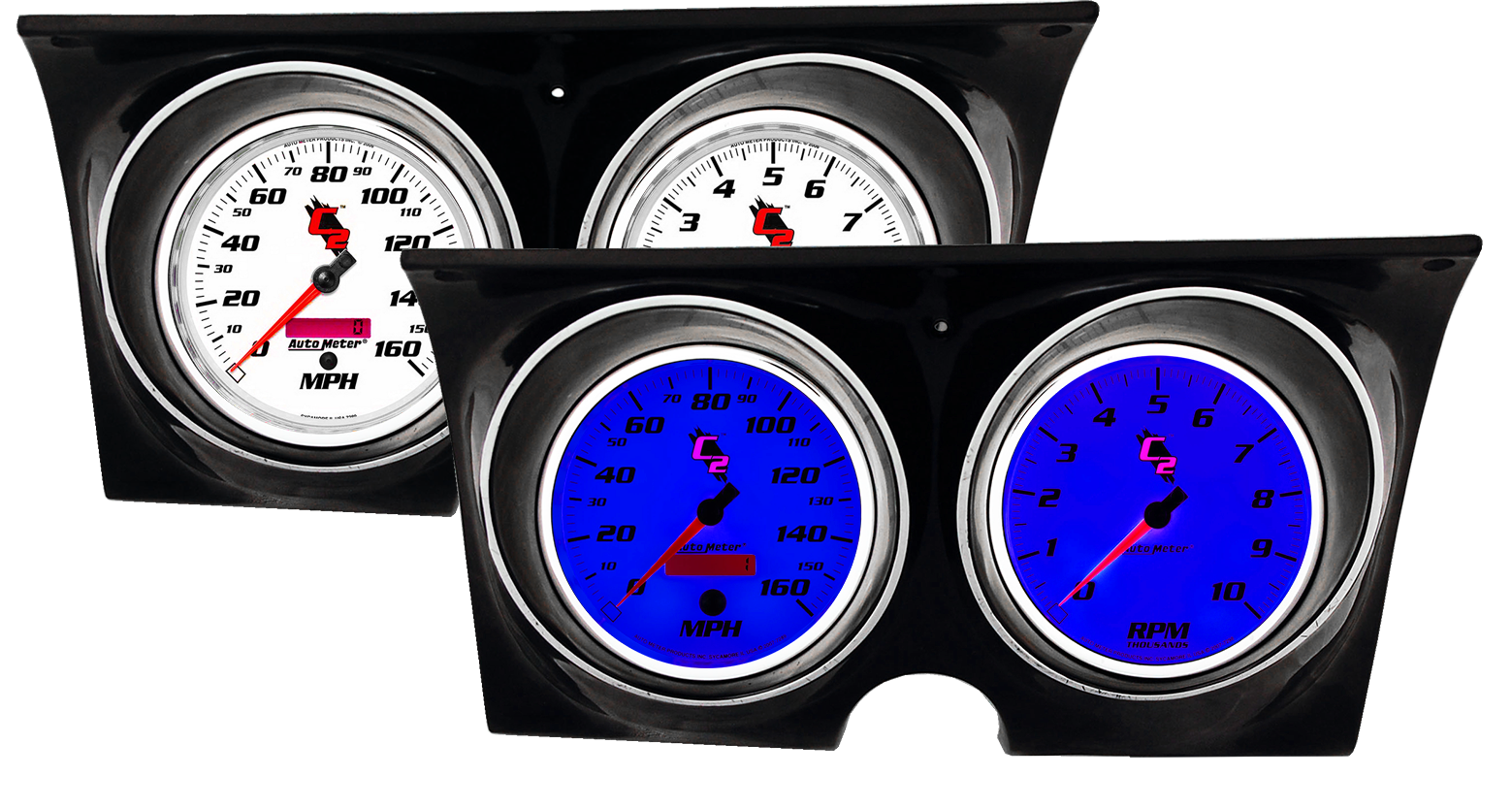 1967-1968 Chevy Camaro Adapter Rings w/ Auto Meter C2 Gauges