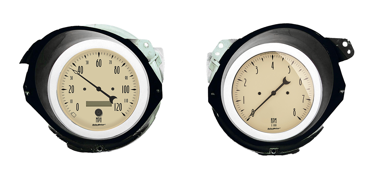 1968-1977 Chevy Corvette Adapter Rings w/ Auto Meter Antique Beige Gauges
