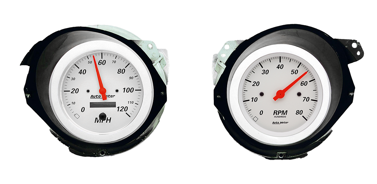 1968-1977 Chevy Corvette Adapter Rings w/ Auto Meter Arctic White Gauges