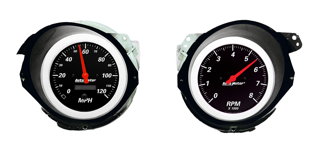 1968-1977 Chevy Corvette Adapter Rings w/ Auto Meter Designer Black Gauges