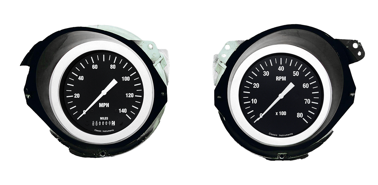 1968-1977 Corvette Aluminum Adapter Rings w/ Classic Instruments Hot Rod Gauges