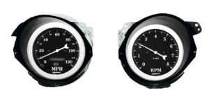 1968-1977 Chevy Corvette Adapter Rings w/ Auto Meter Old Tyme Black Gauges