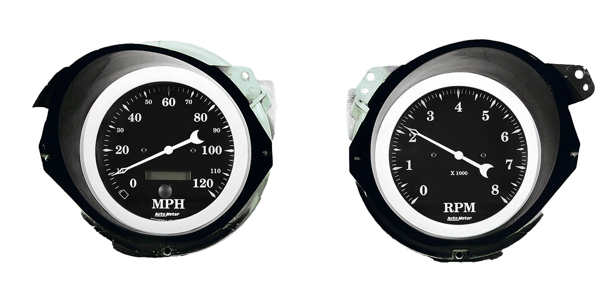 1968-1977 Chevy Corvette Adapter Rings w/ Auto Meter Old Tyme Black Gauges