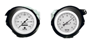 1968-1977 Chevy Corvette Adapter Rings w/ Auto Meter Old Tyme White Gauges