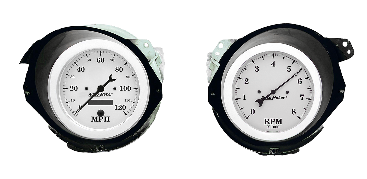 1968-1977 Chevy Corvette Adapter Rings w/ Auto Meter Old Tyme White Gauges