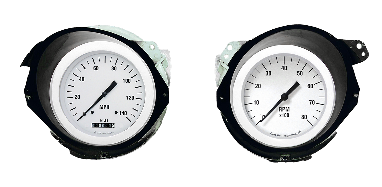 1968-1977 Corvette Aluminum Adapter Rings w/ Classic Instruments White Hot Gauges