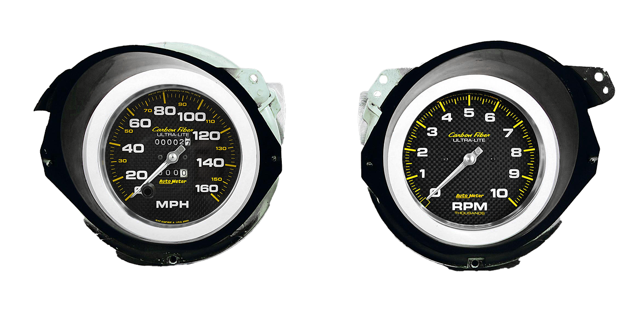 1968-1977 Chevy Corvette Adapter Rings w/ Auto Meter Carbon Fiber Gauges - Image 3