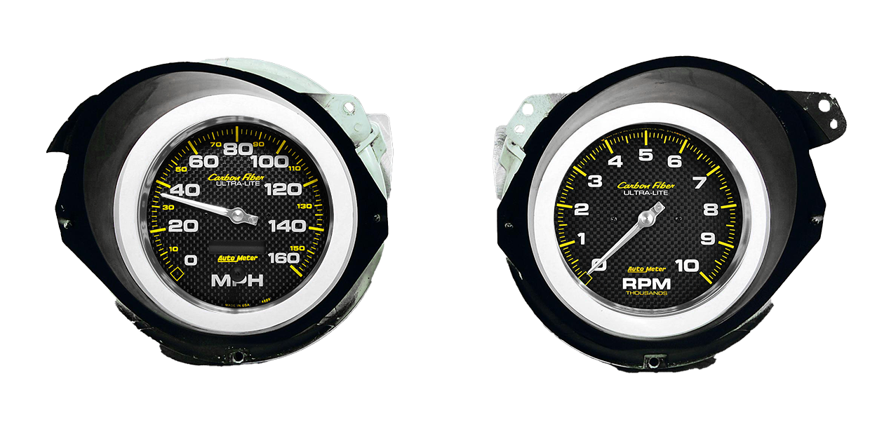 1968-1977 Chevy Corvette Adapter Rings w/ Auto Meter Carbon Fiber Gauges