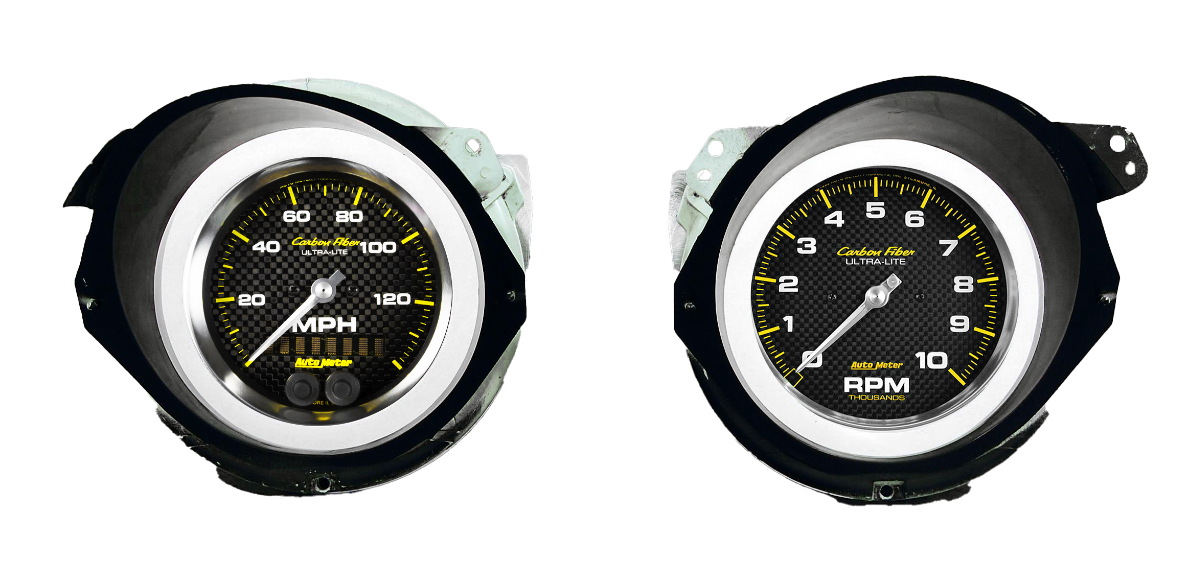 1968-1977 Chevy Corvette Adapter Rings w/ Auto Meter Carbon Fiber Gauges - Image 2