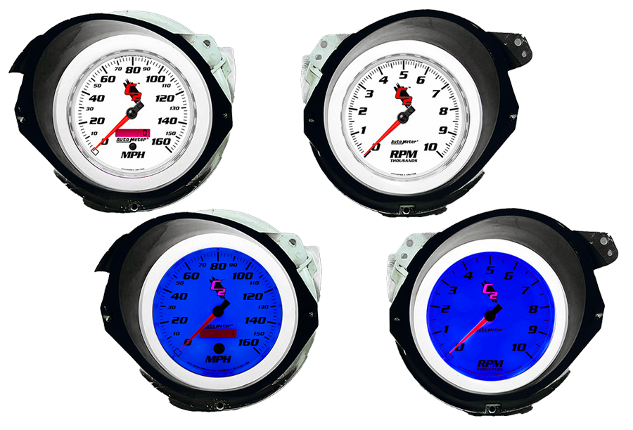 1968-1977 Corvette Adapter Rings w/ Auto Meter C2 Gauges