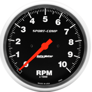 3990 Auto Meter Sport-Comp 5" In-Dash 10,000 RPM Tachometer