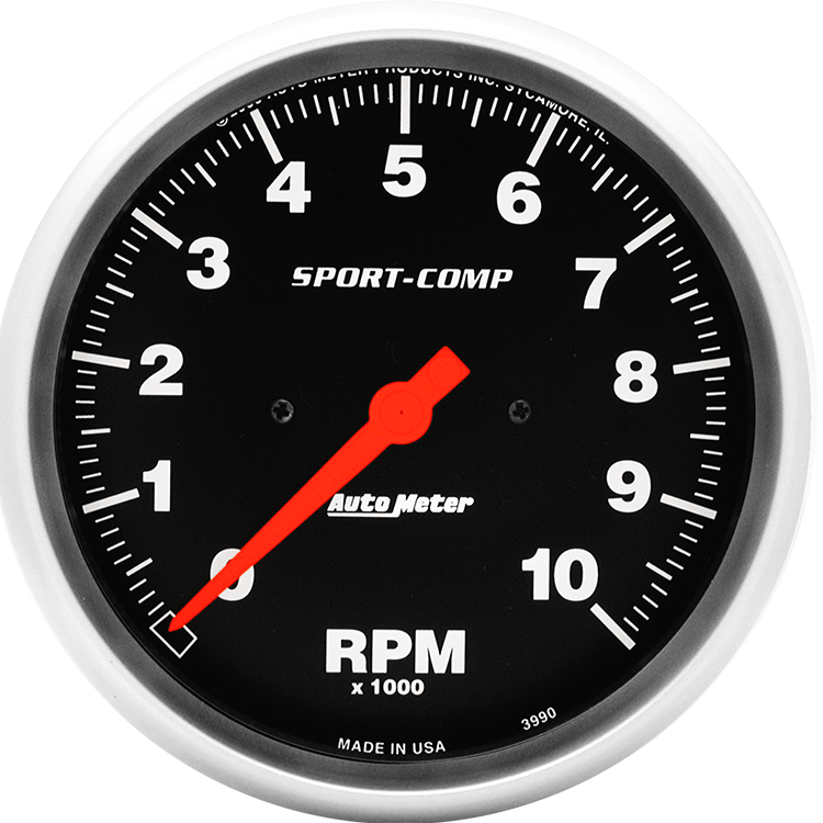 3990 Auto Meter Sport-Comp 5" In-Dash 10,000 RPM Tachometer
