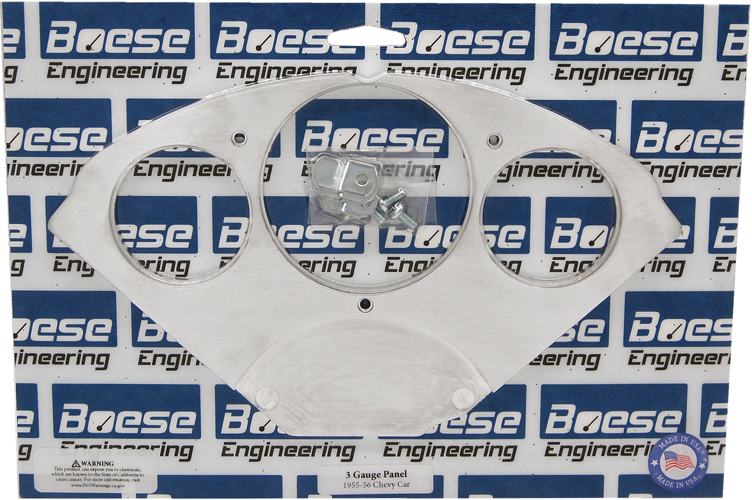 1955-1956 Chevy Car Aluminum 3 Gauge Panel for 3 1/8" & 2 1/16" AutoMeter