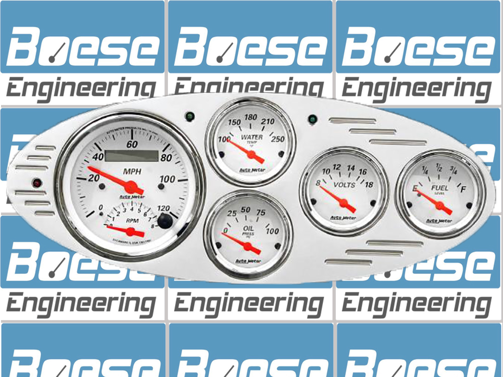 1932 Ford Car Billet Aluminum Gauge Panel w/ Auto Meter Street Rod Series Gauges (Speedo/Tach) - Image 2
