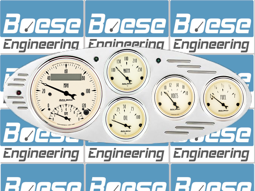 1932 Ford Car Billet Aluminum Gauge Panel w/ Auto Meter Street Rod Series Gauges (Speedo/Tach) - Image 3