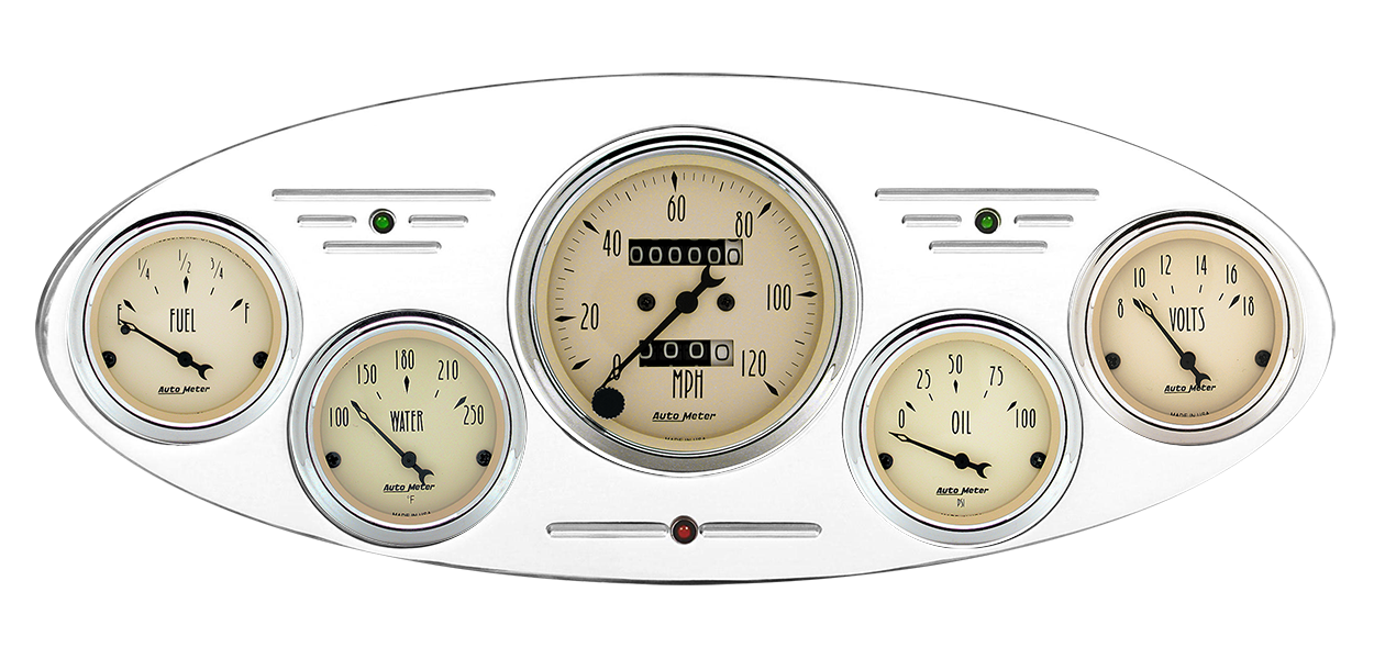 1932 Ford Car Billet Aluminum Gauge Panel w/ Auto Meter Street Rod series gauges - Image 10