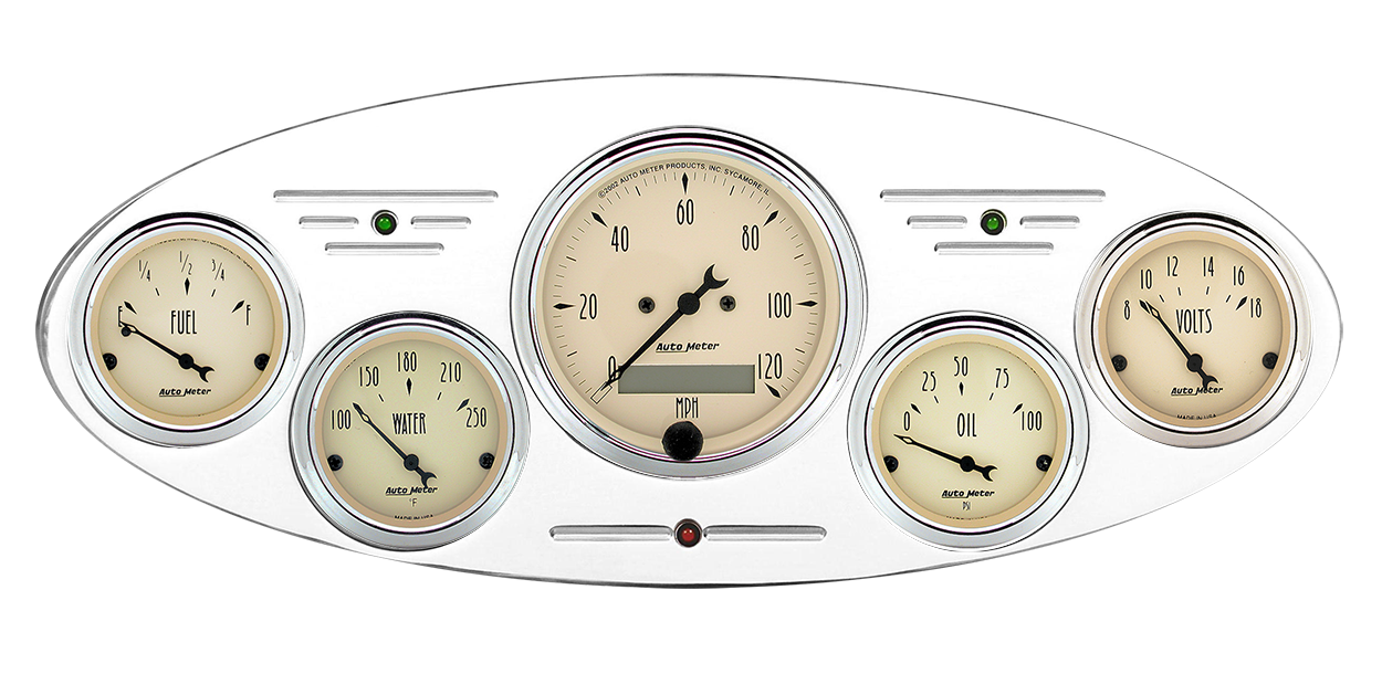 1932 Ford Car Billet Aluminum Gauge Panel w/ Auto Meter Street Rod series gauges - Image 9