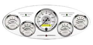1932 Ford Car Aluminum Gauge Panel w/ Auto Meter Ford Masterpiece Silver Gauges