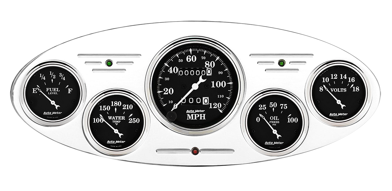 1932 Ford Car Billet Aluminum Gauge Panel w/ Auto Meter Street Rod series gauges - Image 2