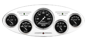 1932 Ford Car Billet Aluminum Gauge Panel w/ Auto Meter Street Rod series gauges