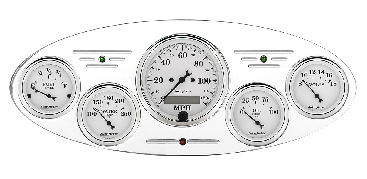 1932 Ford Car Billet Aluminum Gauge Panel w/ Auto Meter Street Rod series gauges - Image 5
