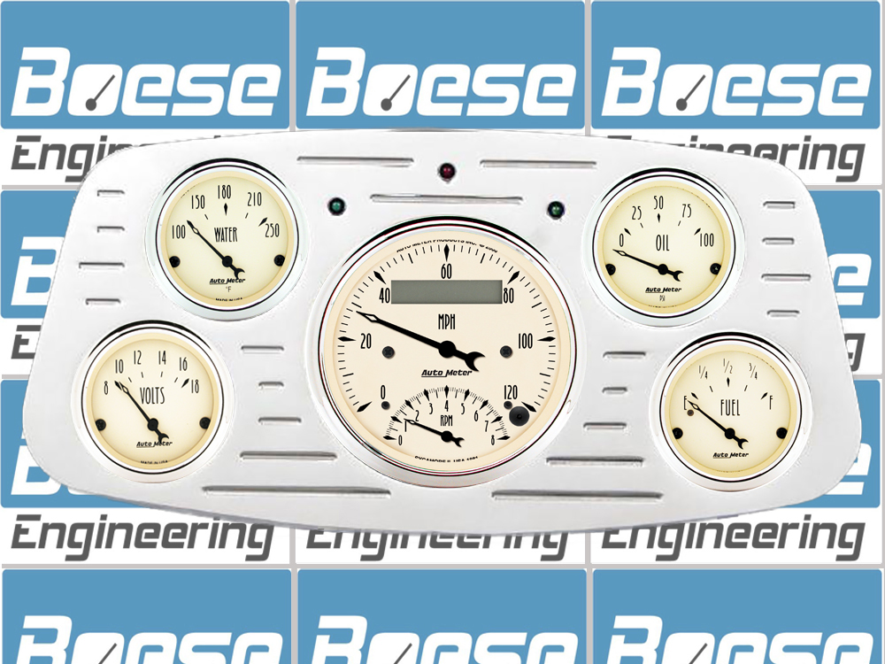 1933-1934 Ford Car Billet Aluminum Gauge Panel w Auto Meter Street Rod Series Gauges (Speedo/Tach) - Image 3