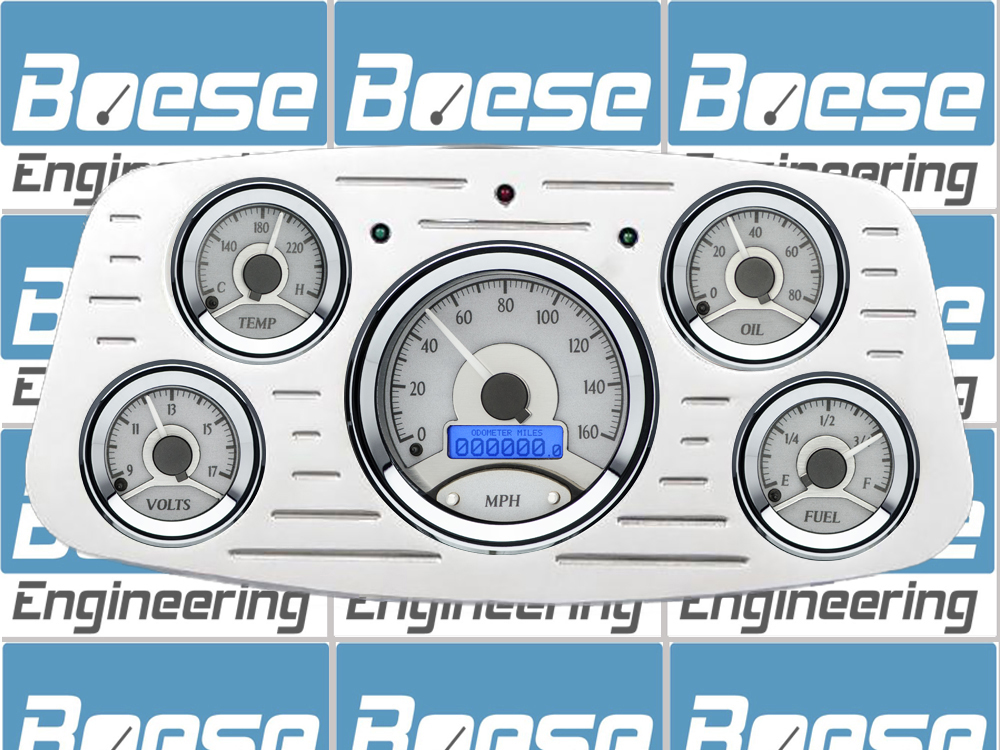 1933-1934 Ford Car Billet Aluminum Gauge Panel w/ Dakota Digital VHX-1050 Silver Alloy Gauges