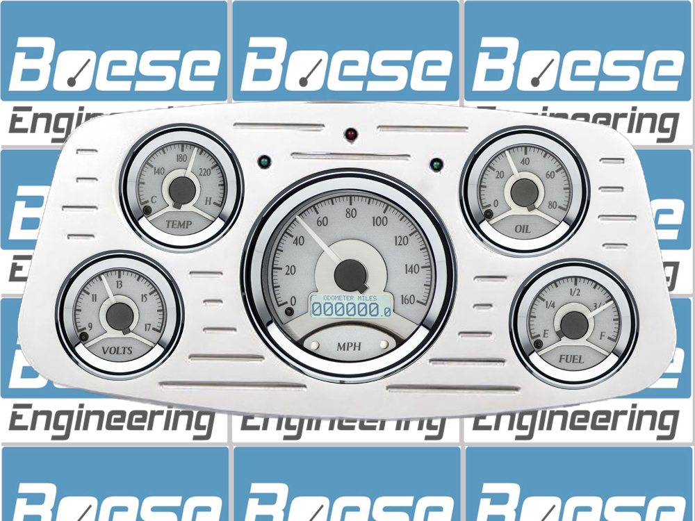 1933-1934 Ford Car Billet Aluminum Gauge Panel w/ Dakota Digital VHX-1050 Silver Alloy Gauges - Image 2