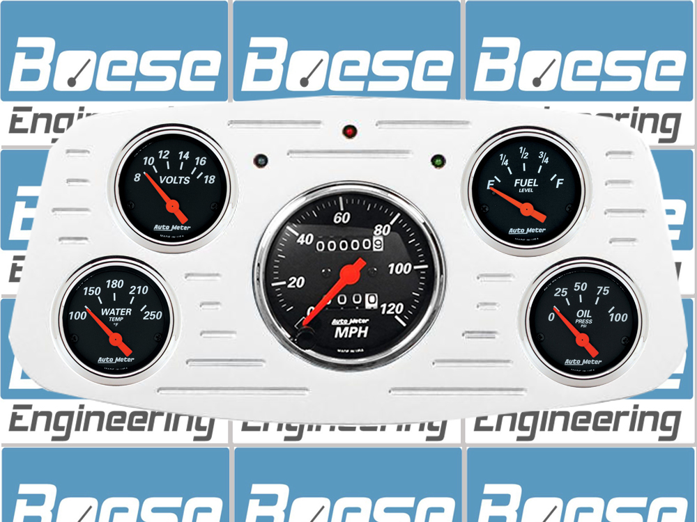 1933-1934 Ford Car Billet Aluminum Gauge Panel w/ Auto Meter Street Rod series gauges