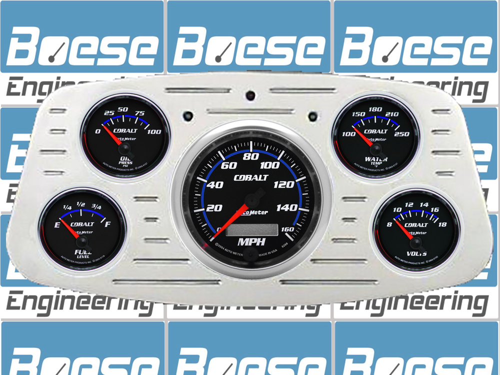 1933-1934 Ford Car Billet Aluminum Gauge Panel w/ Auto Meter Cobalt Gauges