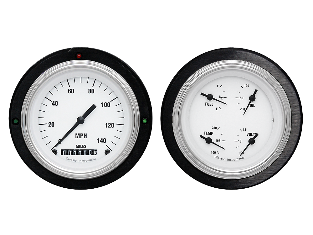 1937-1939 Ford Car or Truck Aluminum 2 Adapter Rings w/ Classic Instruments White Hot Gauges - Image 3