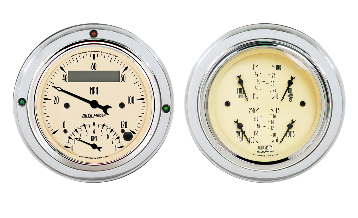 1937-1939 Ford Car or Truck Billet Aluminum Gauge Panel w/ Auto Meter Street Rod Series Gauges (Speedo/Tach) - Image 4