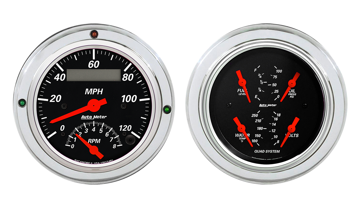 1937-1939 Ford Car or Truck Billet Aluminum Gauge Panel w/ Auto Meter Street Rod Series Gauges (Speedo/Tach) - Image 3