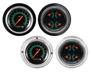 1937-1939 Ford Car or Truck Aluminum 2 Gauge Panels w/ Classic Instruments G/Stock Gauges