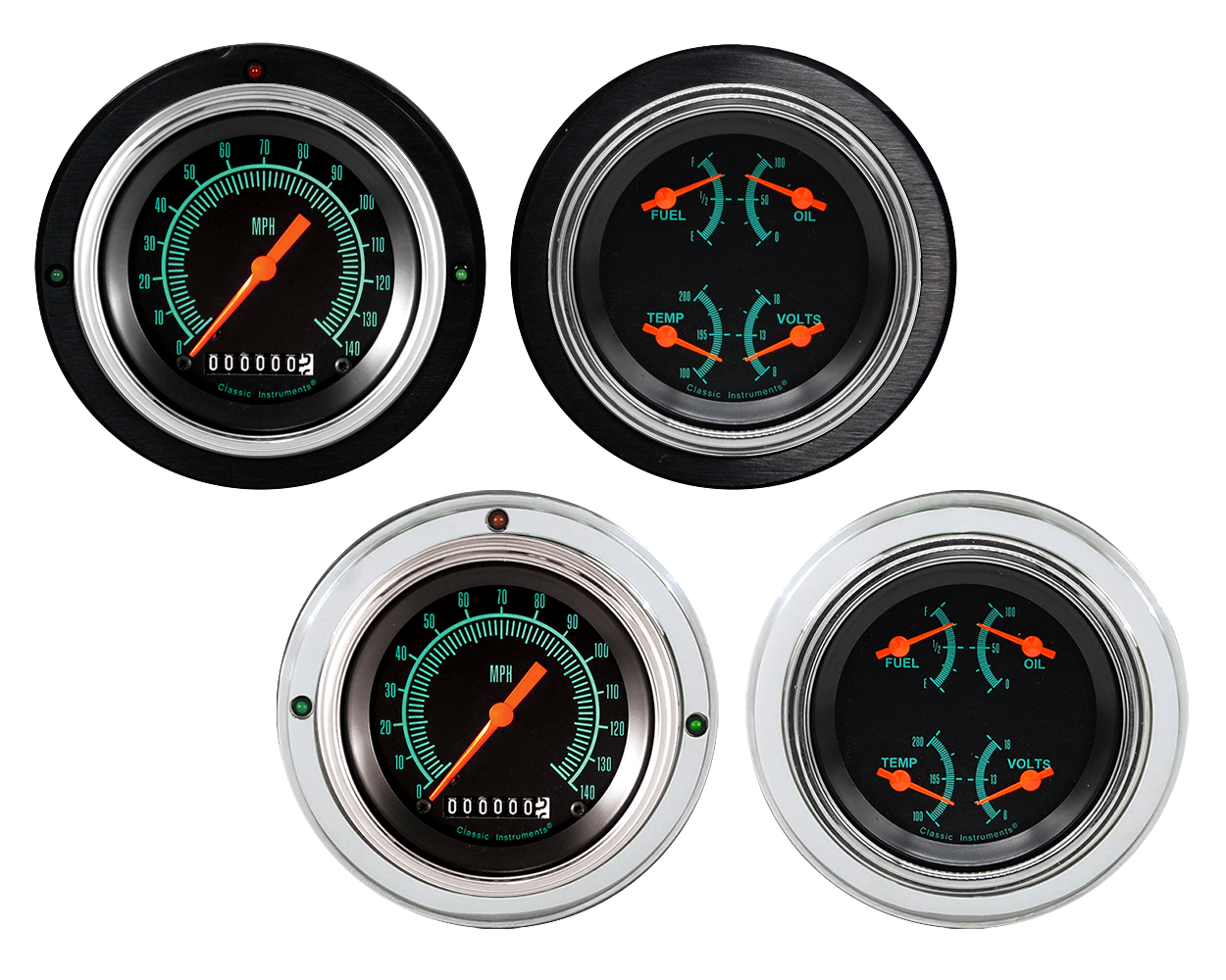 1937-1939 Ford Car or Truck Aluminum 2 Gauge Panels w/ Classic Instruments G/Stock Gauges