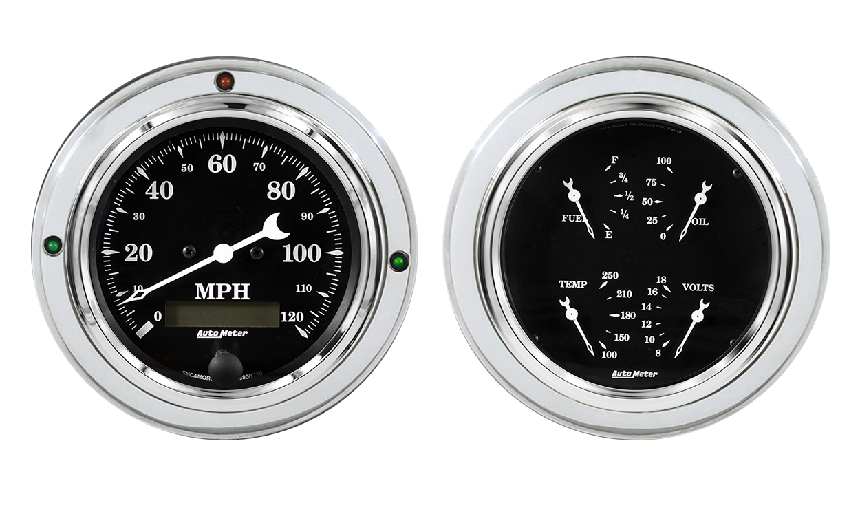 1937-1939 Ford Car or Truck Billet Aluminum Gauge Panel w/ Auto Meter Street Rod Series Gauges - Image 2