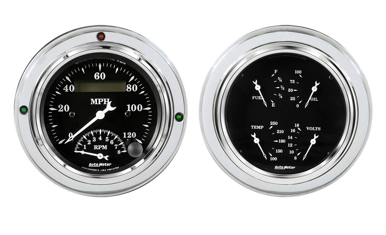 1937-1939 Ford Car or Truck Billet Aluminum Gauge Panel w/ Auto Meter Street Rod Series Gauges (Speedo/Tach) - Image 2