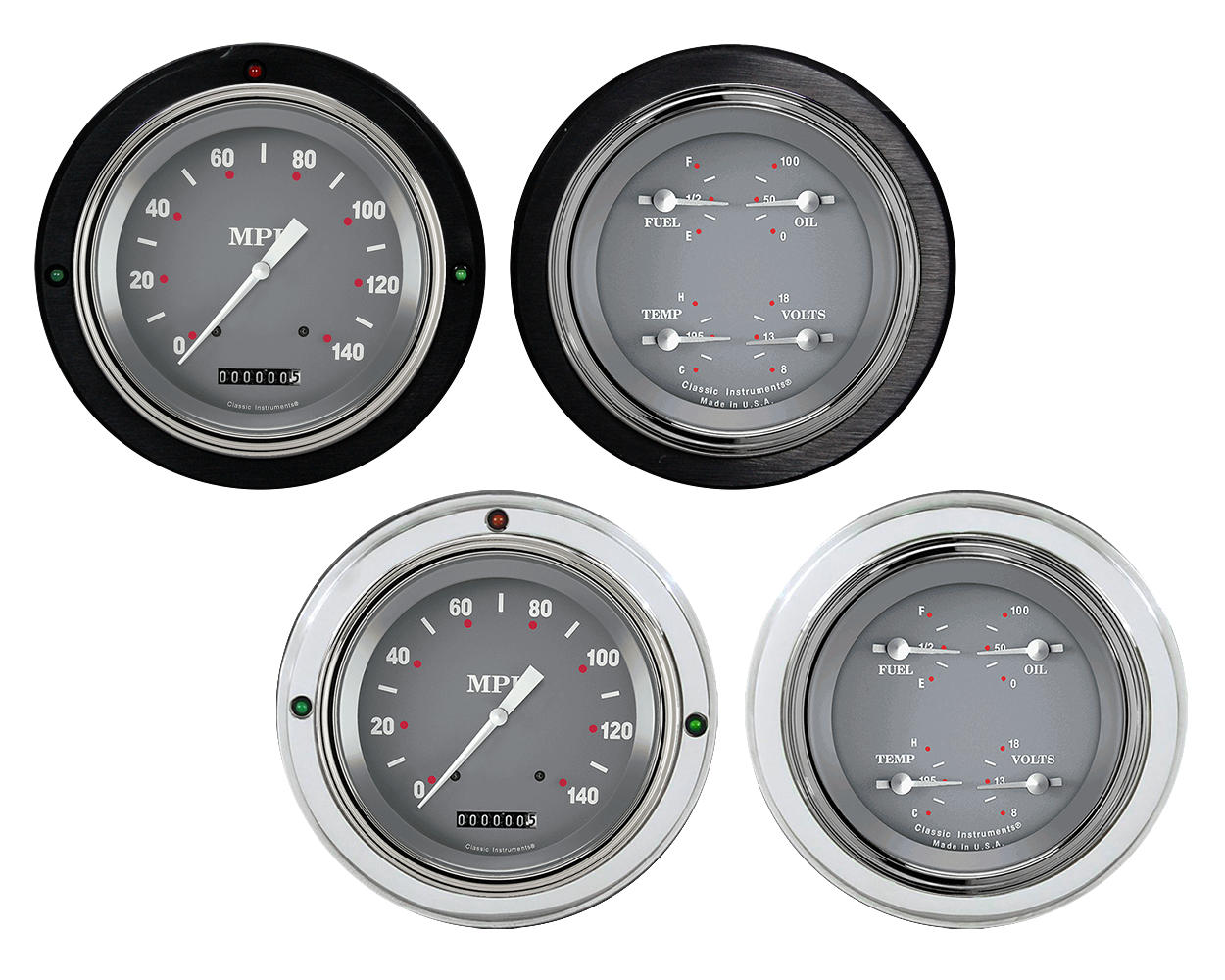 1937-1939 Ford Car or Truck Aluminum 2 Gauge Panels w/ Classic Instruments SG Series Gauges