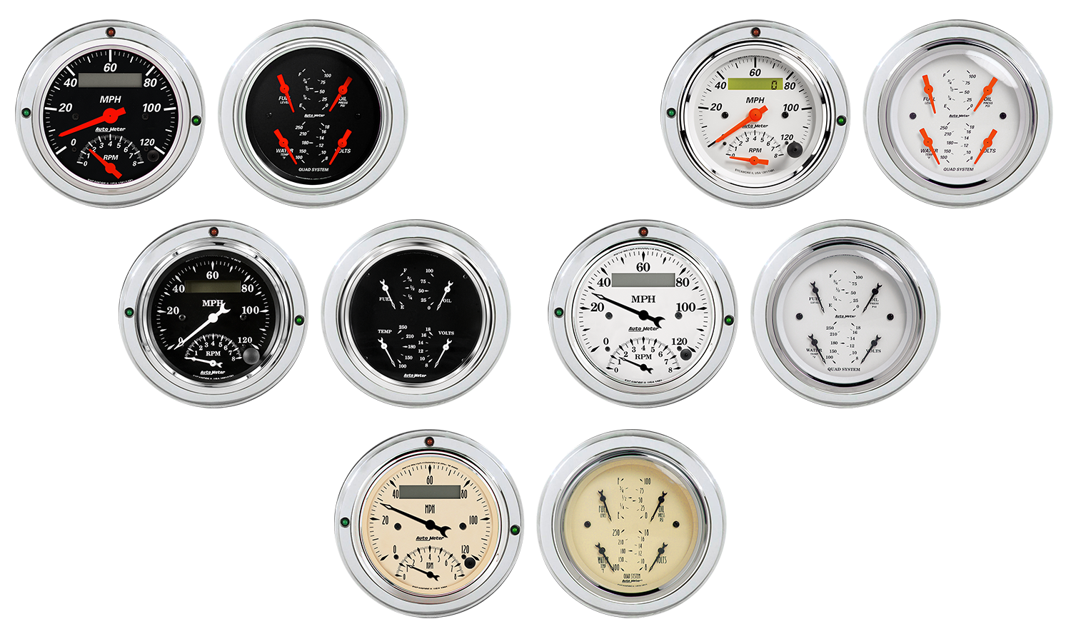 1937-1939 Ford Car or Truck Billet Aluminum Gauge Panel w/ Auto Meter Street Rod Series Gauges (Speedo/Tach)
