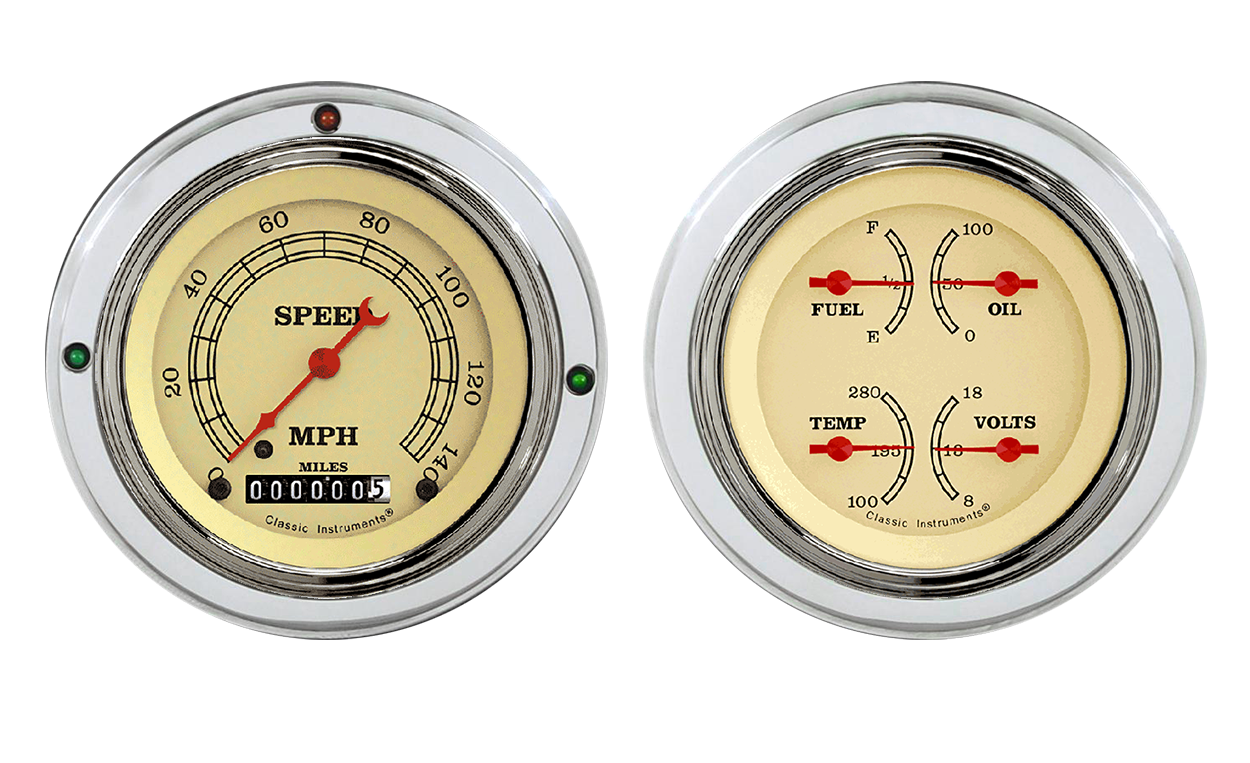 1937-1939 Ford Car or Truck Aluminum 2 Gauge Panels w/ Classic Instruments Vintage Gauges - Image 3