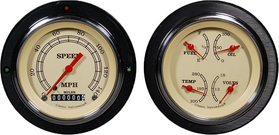 1937-1939 Ford Car or Truck Aluminum 2 Gauge Panels w/ Classic Instruments Vintage Gauges - Image 2