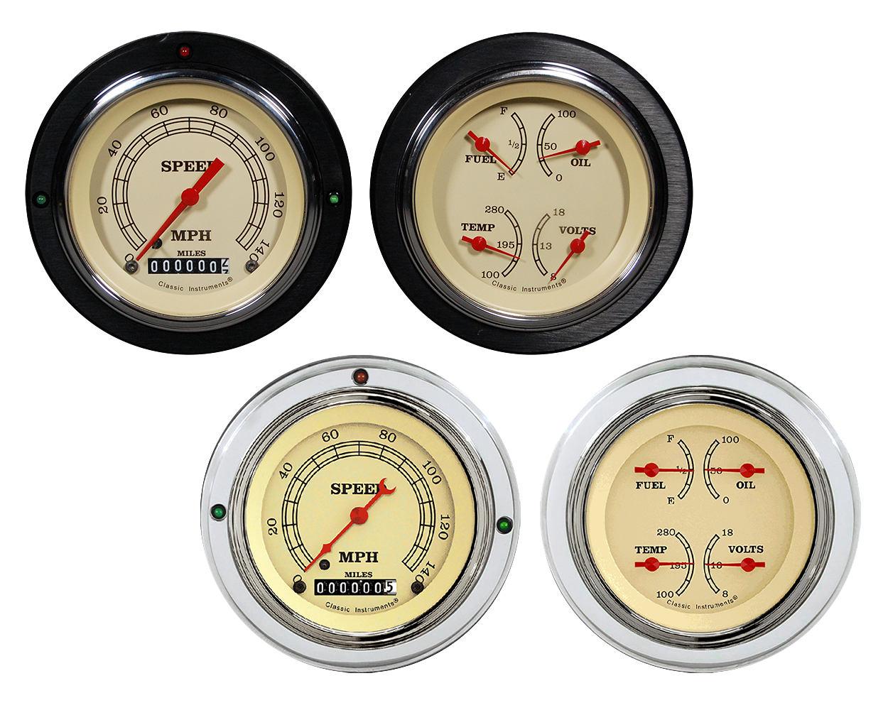 1937-1939 Ford Car or Truck Aluminum 2 Gauge Panels w/ Classic Instruments Vintage Gauges