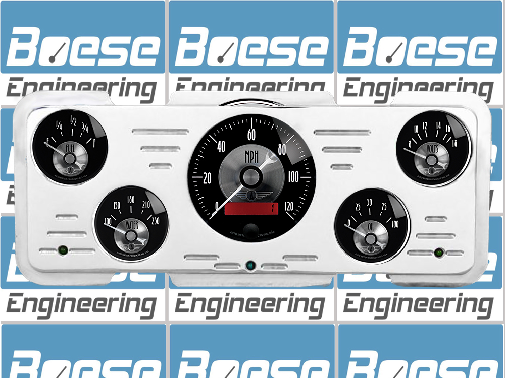 1940 Ford Standard or 1940-1947 Ford Truck Aluminum 5 Gauge Panel w Auto Meter Prestige Series