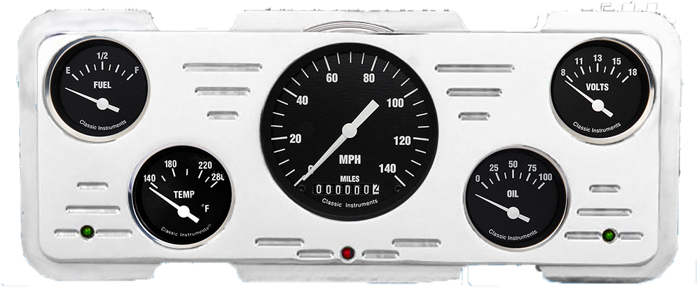 1940 Ford Car / 1940-1947 Ford Truck Aluminum 5 Gauge Panel w/ Classic Instruments Gauges
