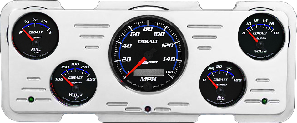 1940 Ford Car / 1940-1947 Ford Truck Aluminum Gauge Panel w/ Auto Meter Cobalt Gauges