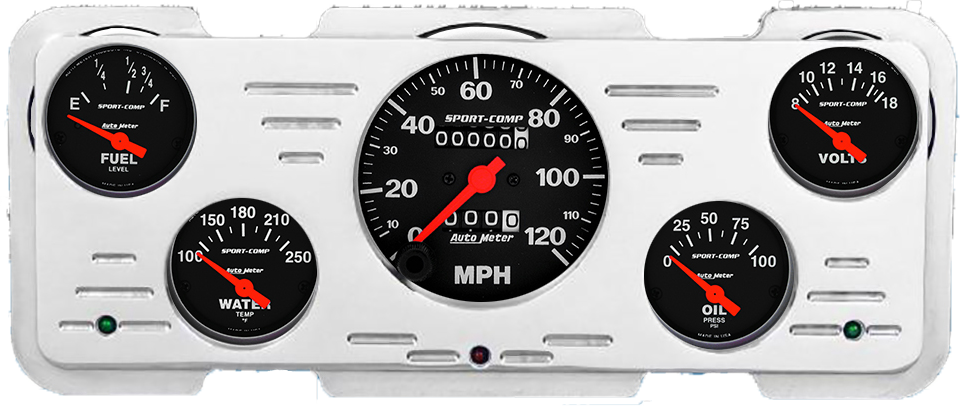 1940 Ford Car / 1940-1947 Ford Truck Aluminum Gauge Panel w/ AutoMeter Sport-Comp Gauges