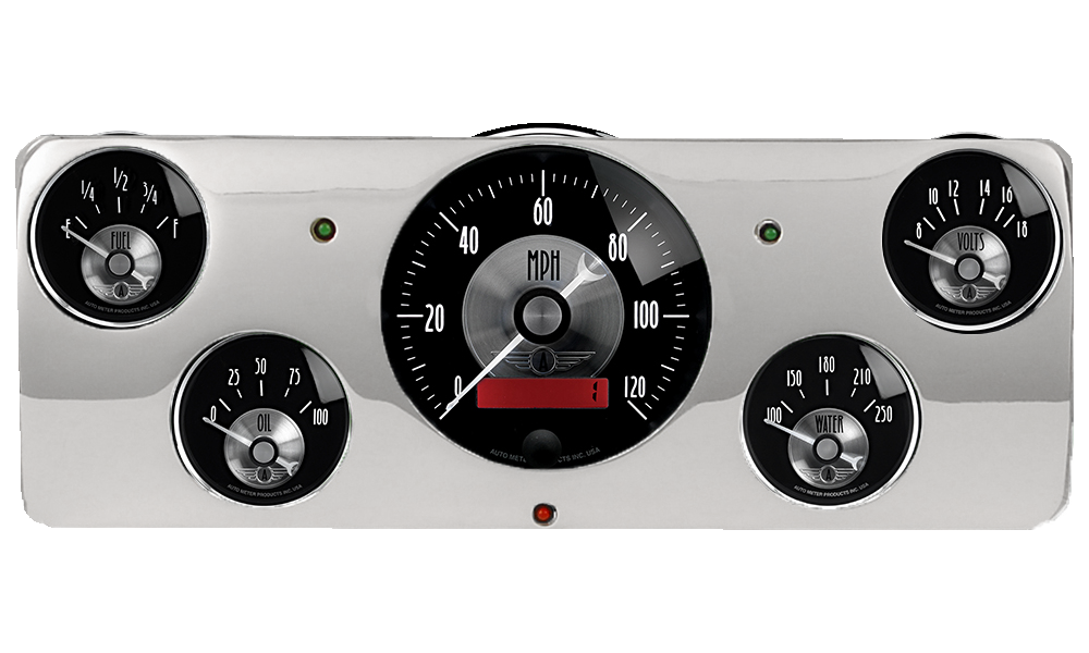 1940 Ford Deluxe Aluminum 5 Gauge Panel w/ Auto Meter Prestige Series Gauges